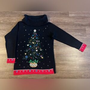 Vintage B.P. Design Christmas Tree Sweater Size L Sequined Jeweled Embellished